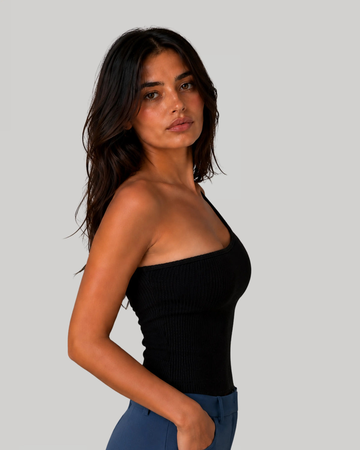 One Shoulder Top in Black, photo 5