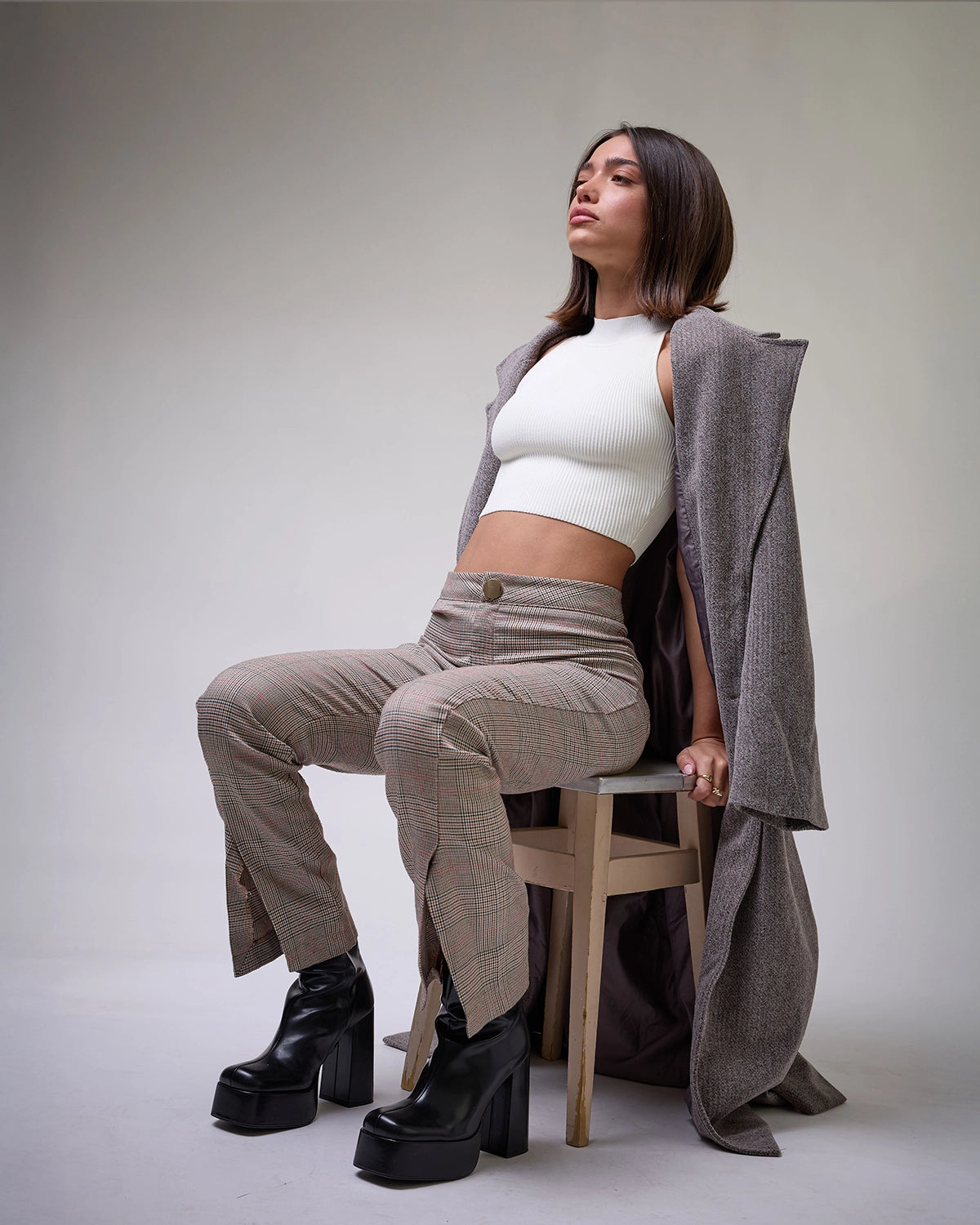 High Neck Crop Top in Pearl, photo 3