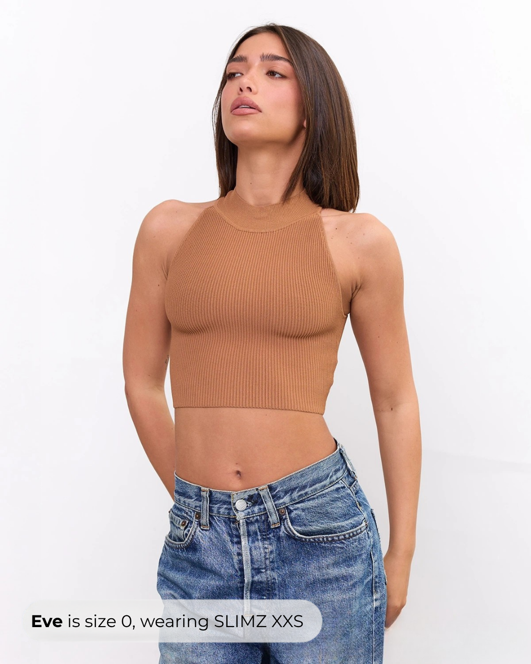 High Neck Crop Top in Mocha, photo 3