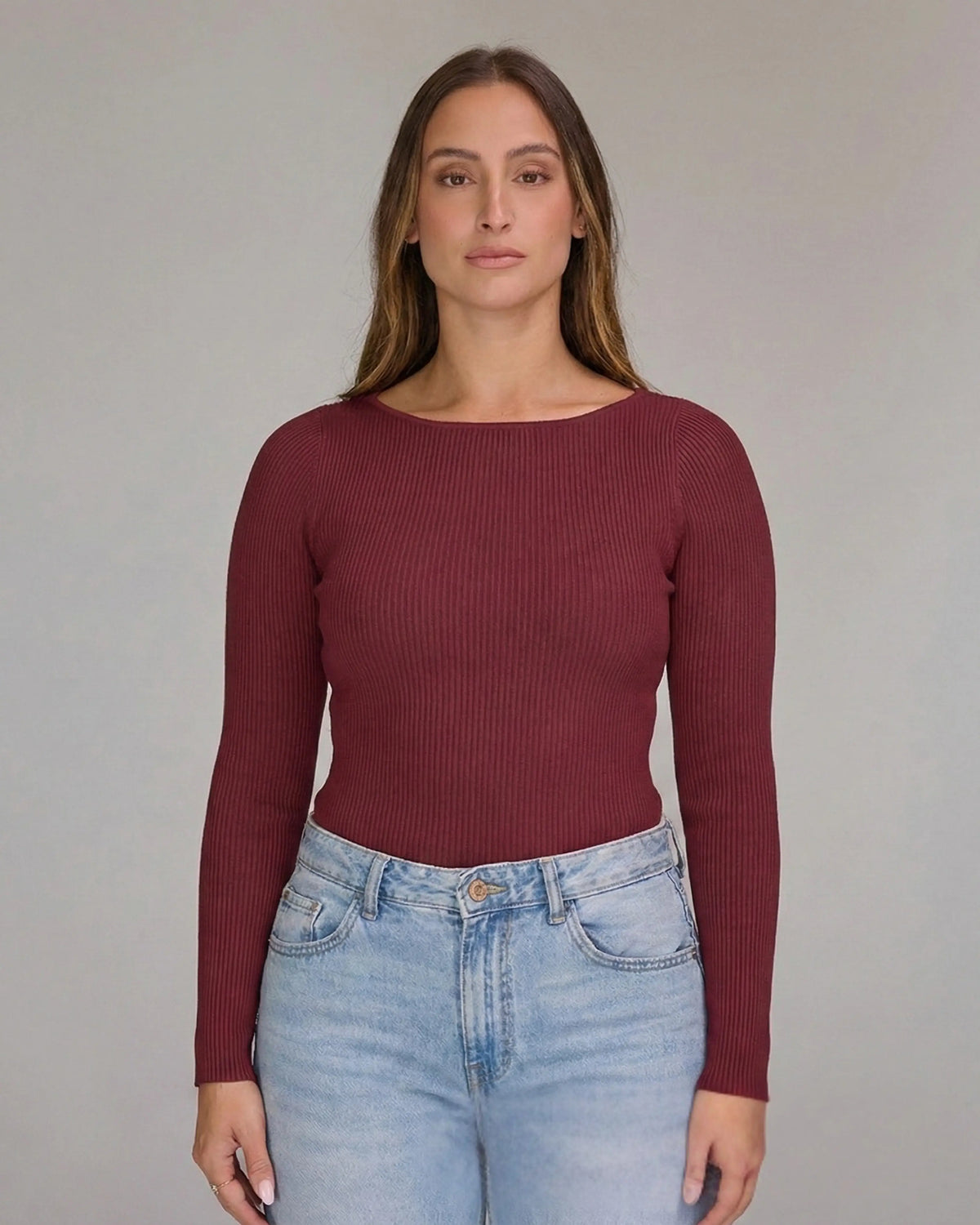 Long Sleeve Top in Burgundy