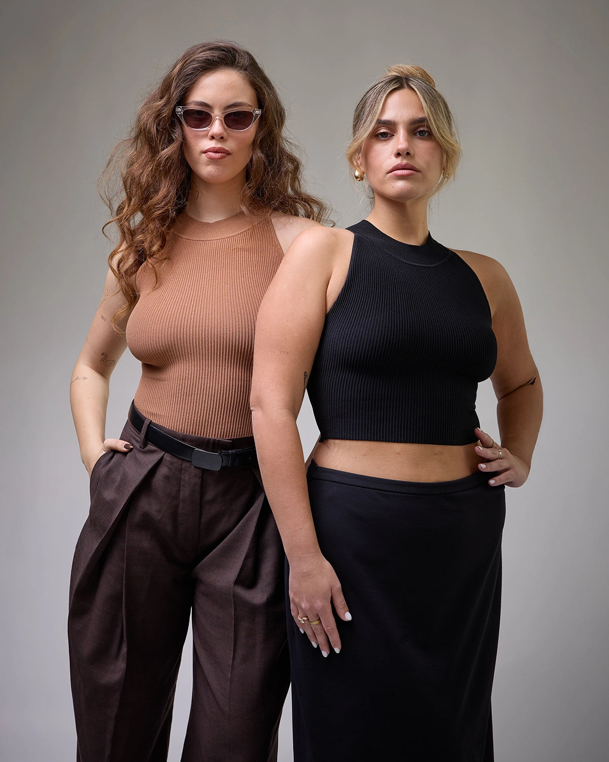 High Neck Crop Top in Black