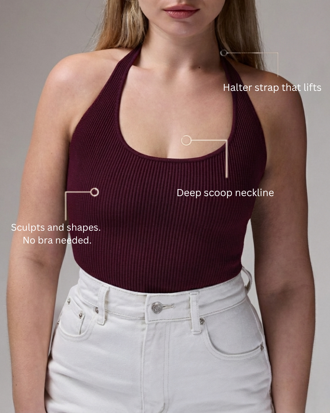 Halter Top in Burgundy, photo 3