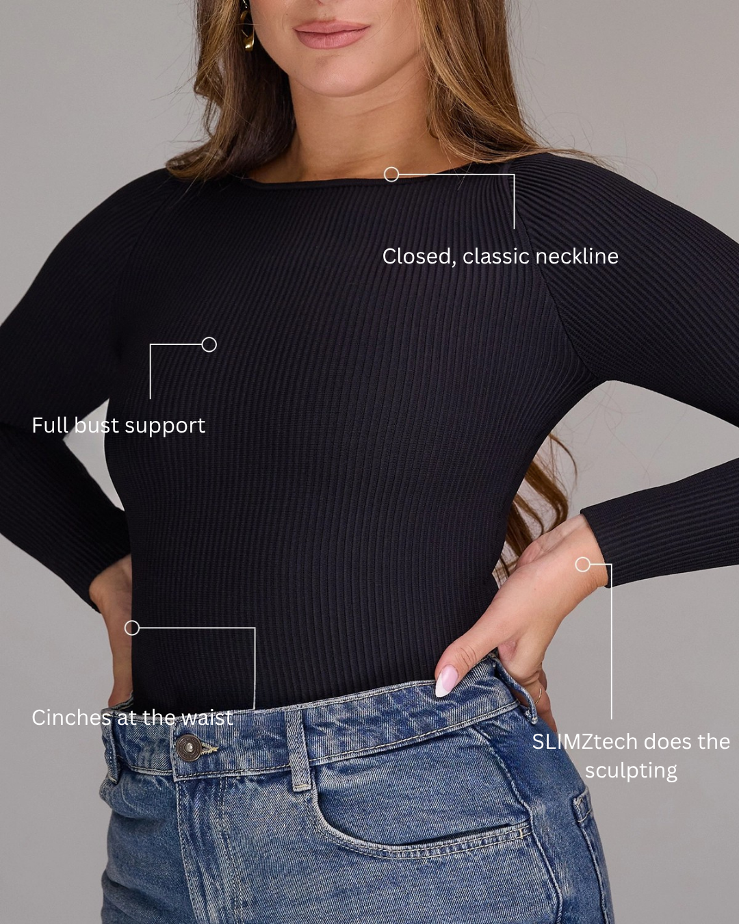Long Sleeve Top in Black, photo 3
