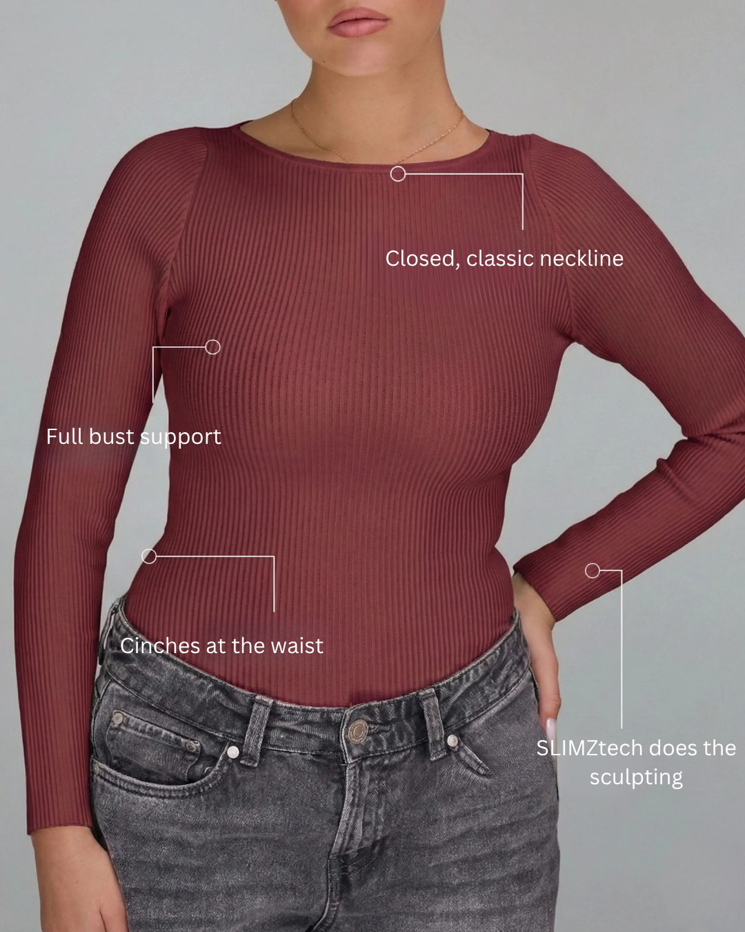 Long Sleeve Top in Burgundy, photo 3