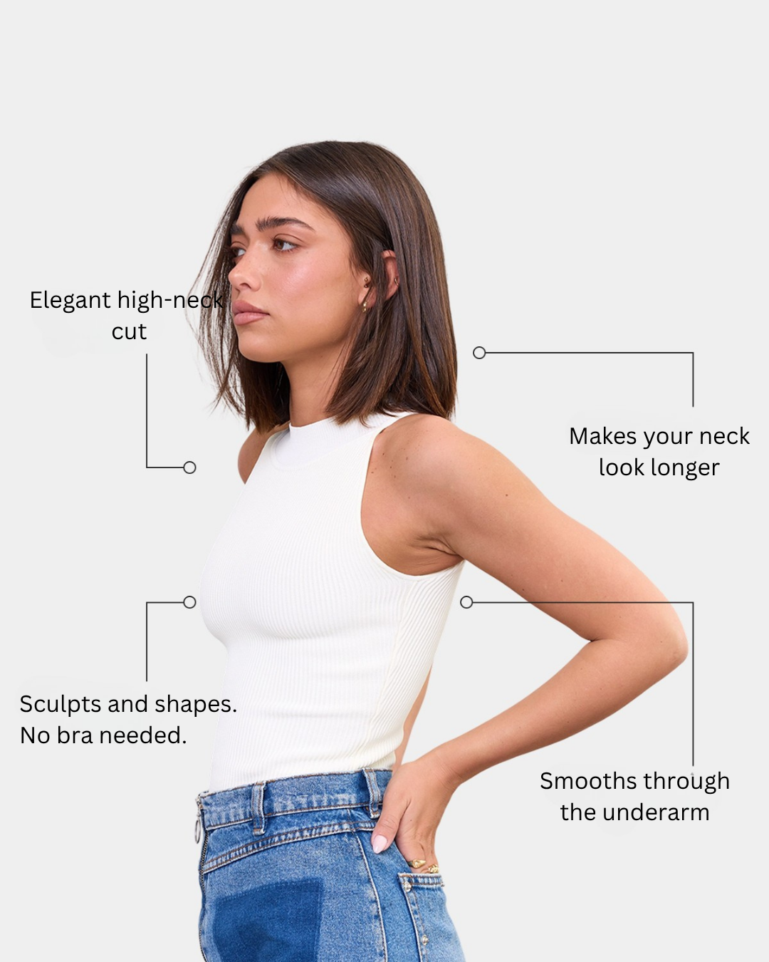 High Neck Top in Pearl, photo 3
