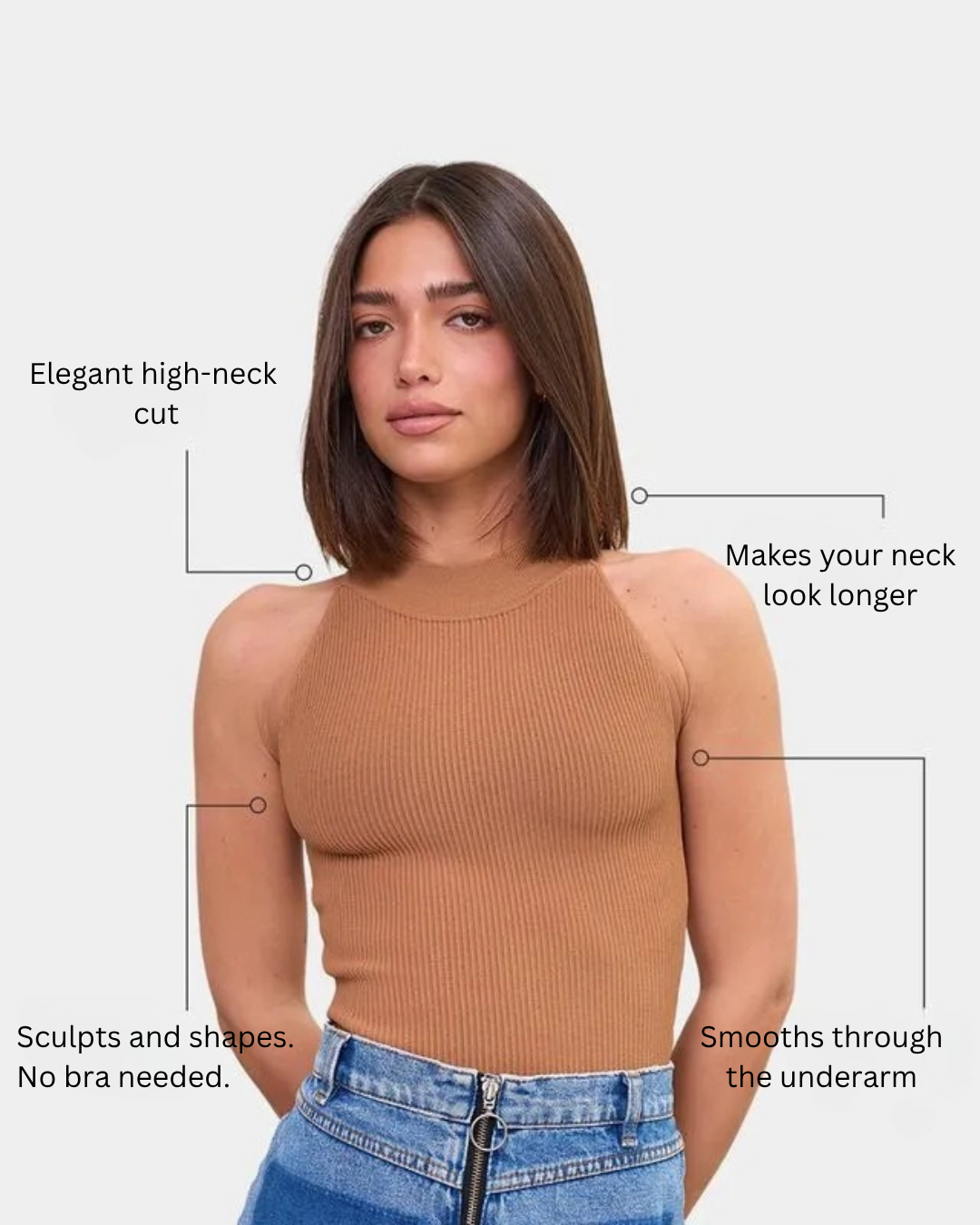 High Neck Top in Mocha, photo 3