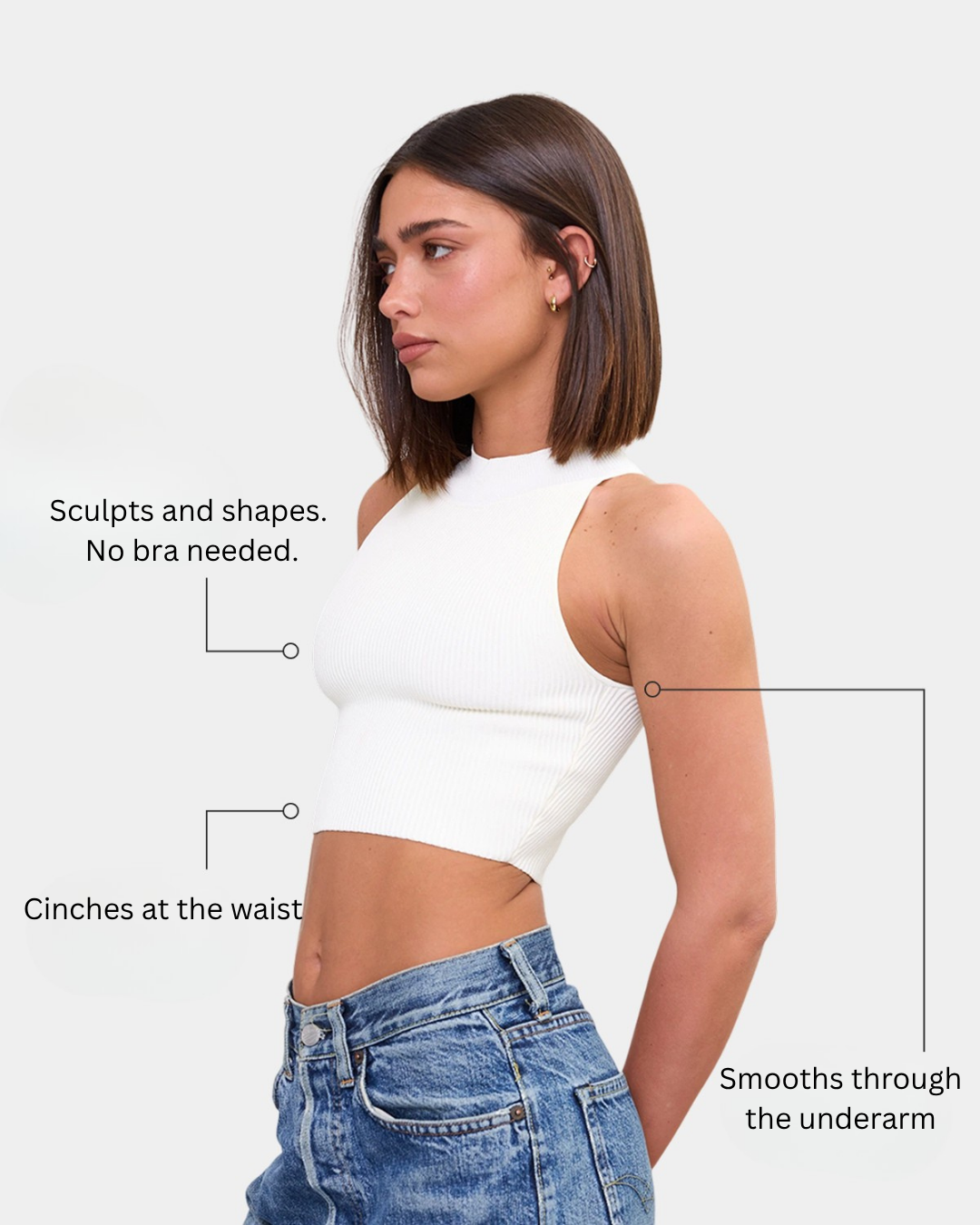 High Neck Crop Top in Pearl, photo 6