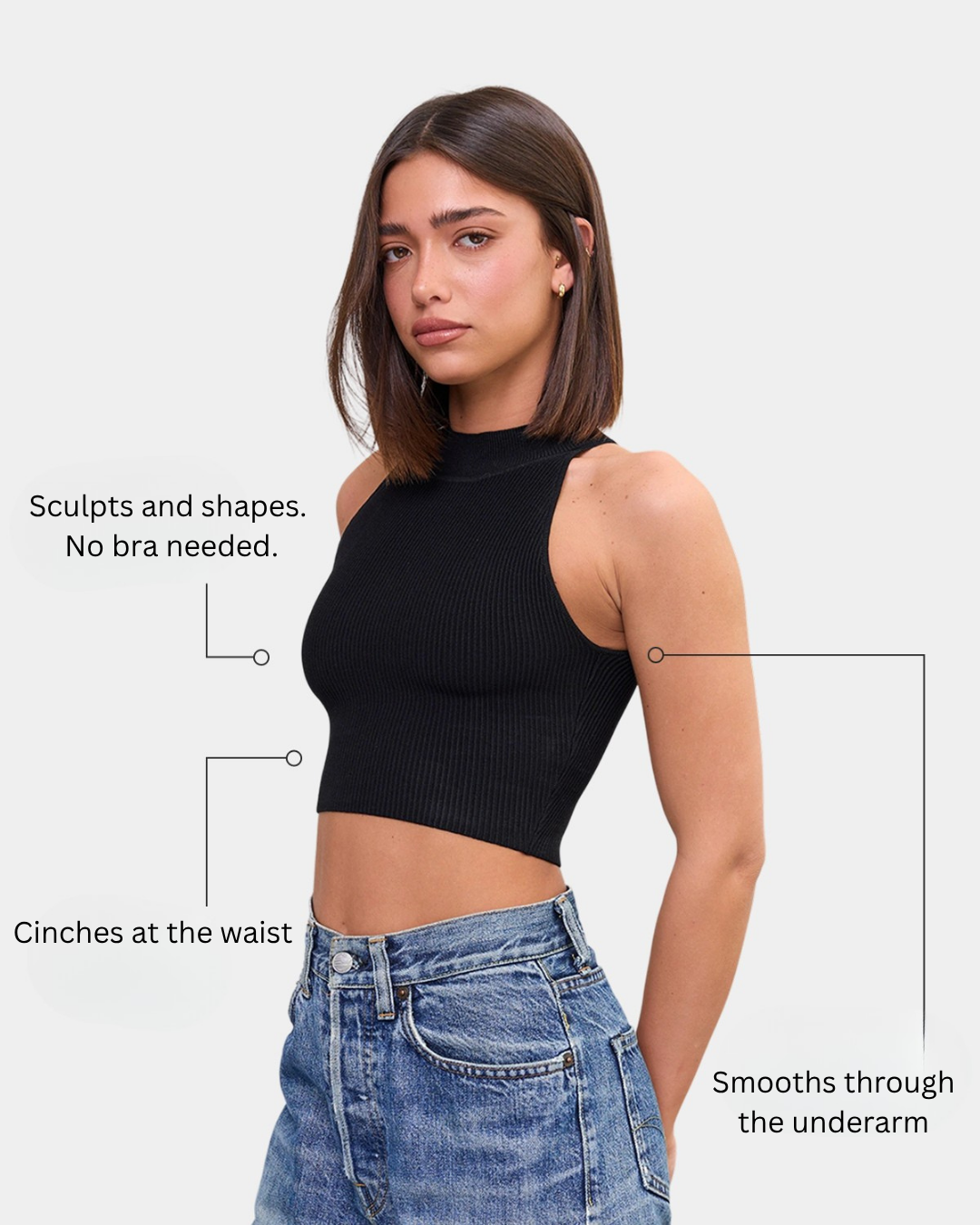 High Neck Crop Top in Black, photo 4