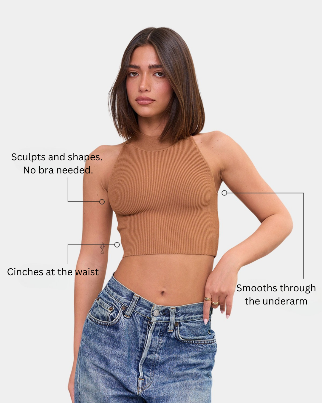 High Neck Crop Top in Mocha, photo 4