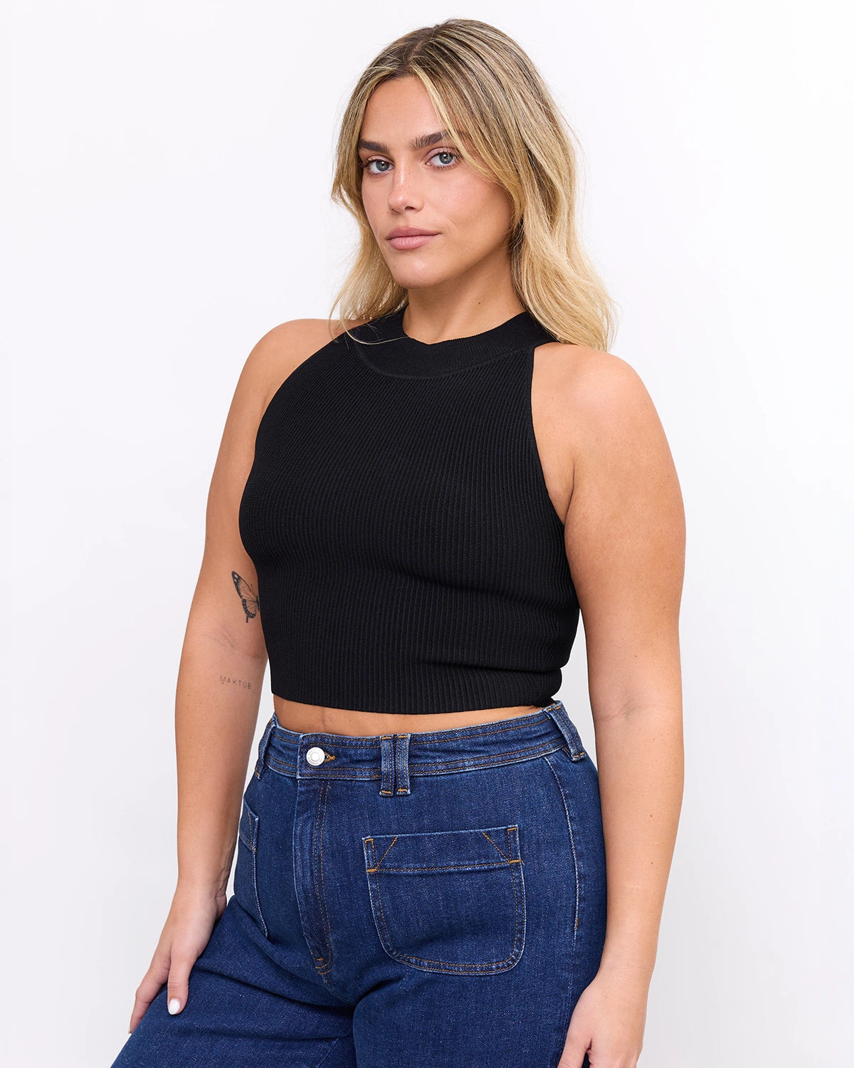 High Neck Crop Top in Black, photo 11