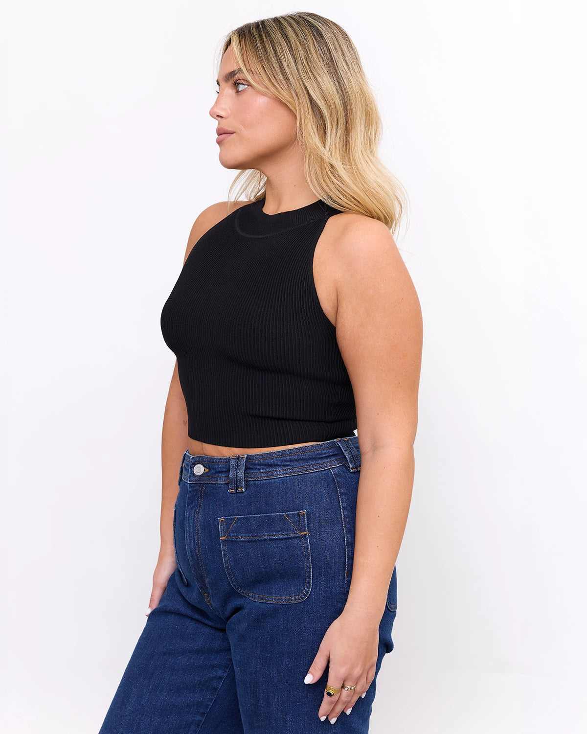 High Neck Crop Top in Black, photo 13