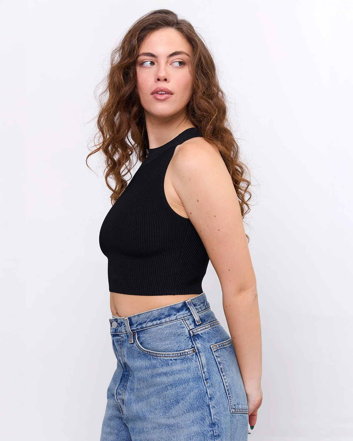 High Neck Crop Top in Black, photo 9