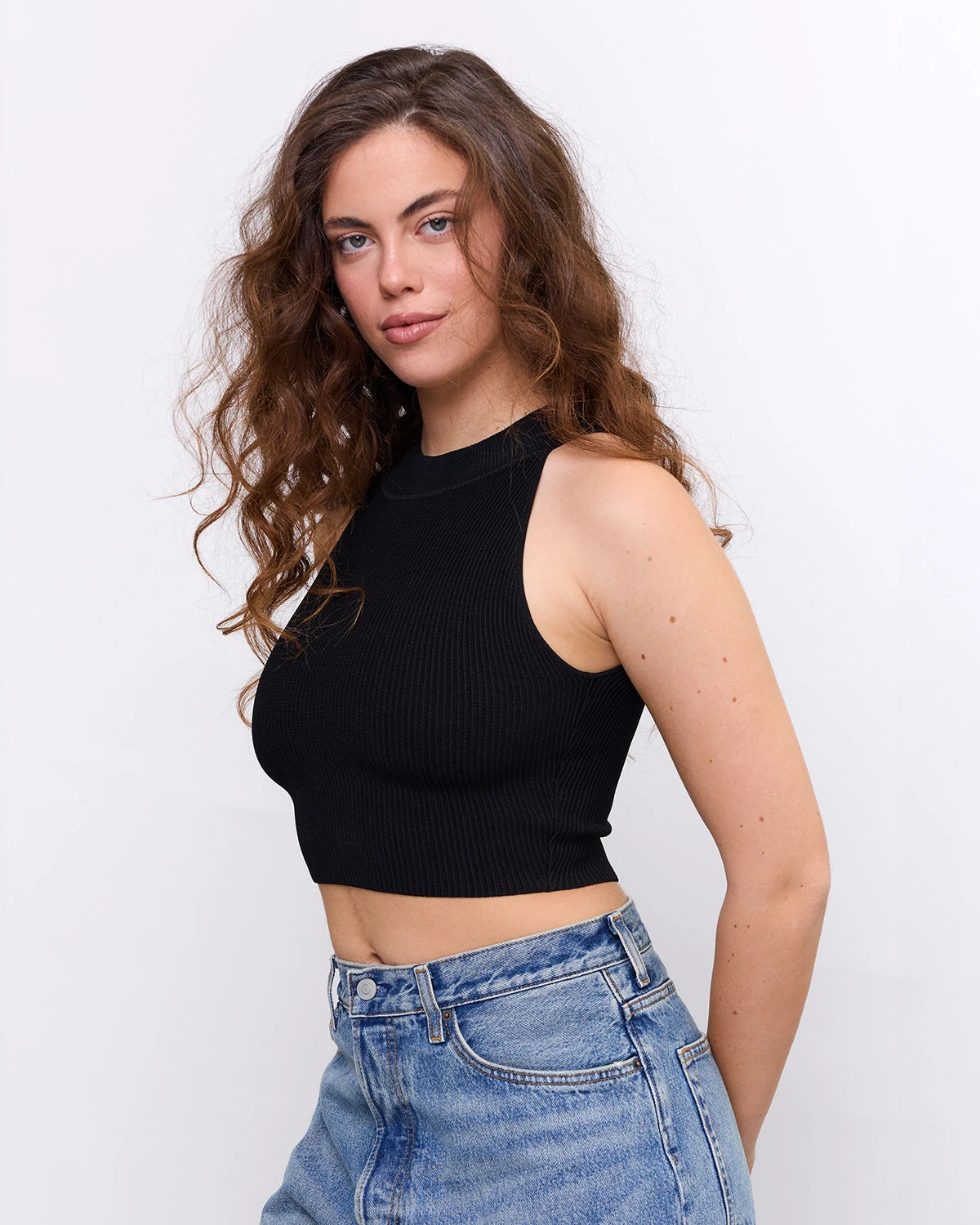 High Neck Crop Top in Black, photo 7