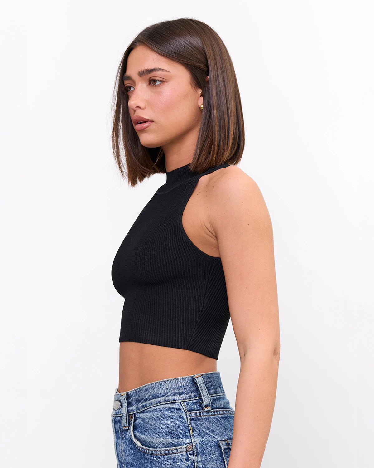 High Neck Crop Top in Black, photo 6