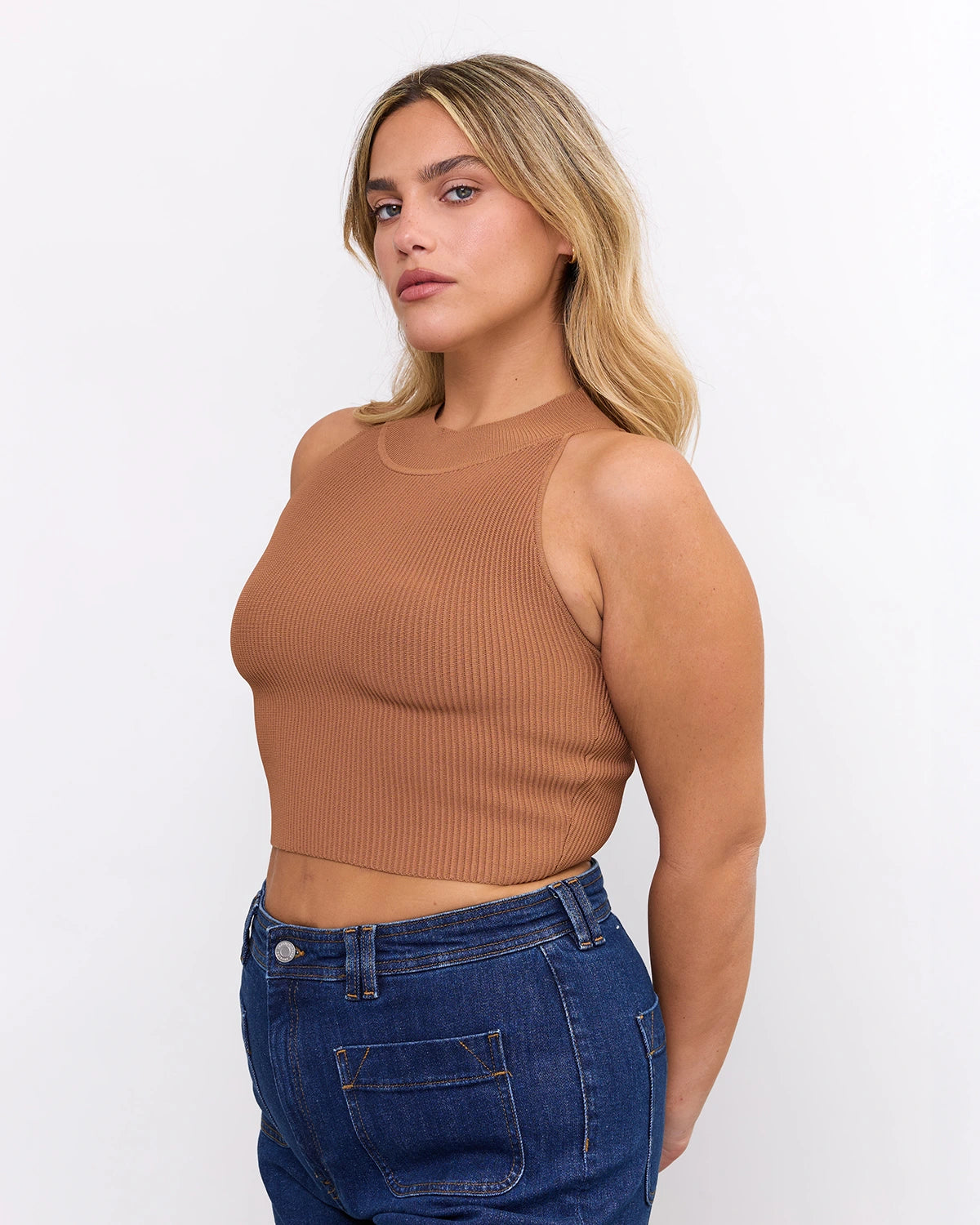 High Neck Crop Top in Mocha, photo 12