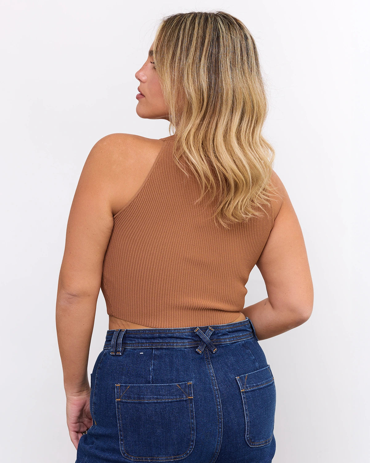 High Neck Crop Top in Mocha, photo 15