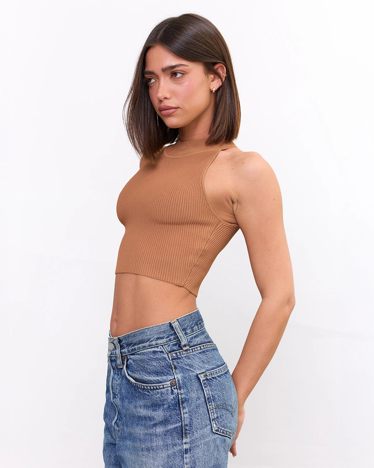 High Neck Crop Top in Mocha, photo 5