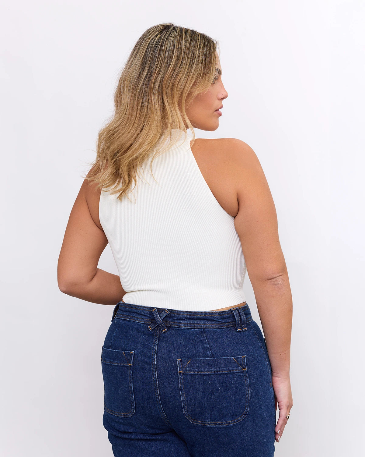 High Neck Crop Top in Pearl, photo 16