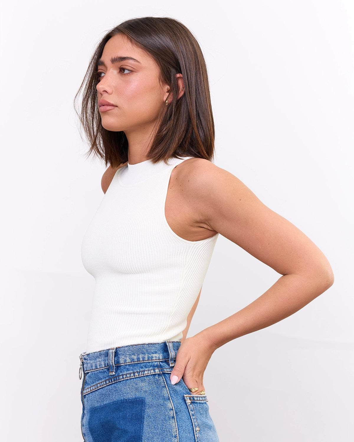 High Neck Top in Pearl, photo 6