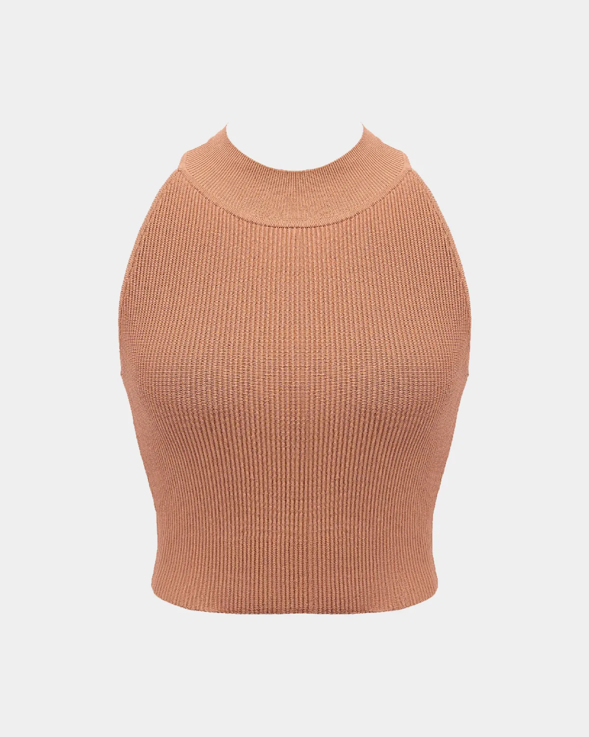 High Neck Crop Top in Mocha, photo 2